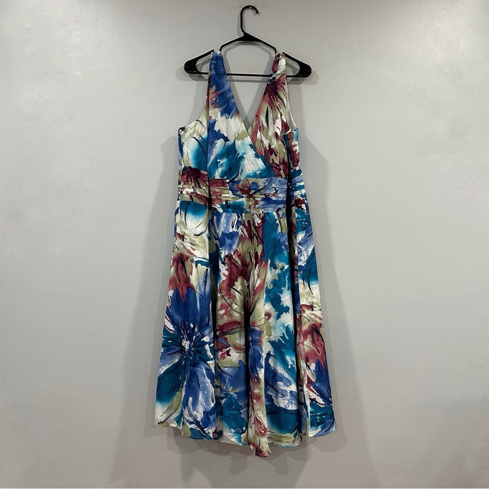 Lane Bryant Blue Purple Multicolor Sleeveless Fit Flare Dress 26